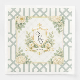 Elegant sommarträdgårdssoaré Blommig monogram Pappersservett