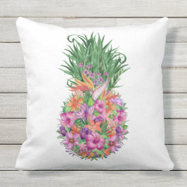 Elegant Sommartropisk Blommigt Ananas Kudde
