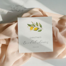 Elegant sommarvattenfärg citron bröllopsdusch pappersservett