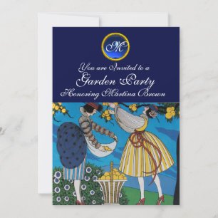 ELEGANT SOMMER GARDEN PARTY SAPPHIRE GEM MONOGRAM INBJUDNINGAR