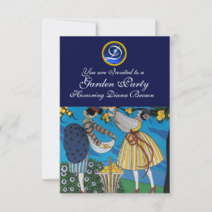ELEGANT SOMMER GARDEN PARTY SAPPHIRE GEM MONOGRAM INBJUDNINGAR