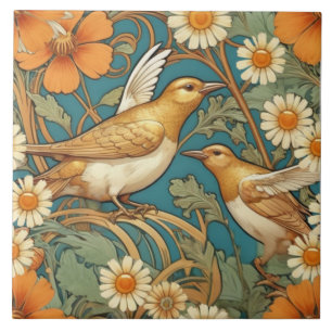 Elegant Songbird Decorative Ceramic Tile Kakelplatta