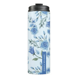 Elegant Söt av vattenfärgen Blue Blommigt Monogram