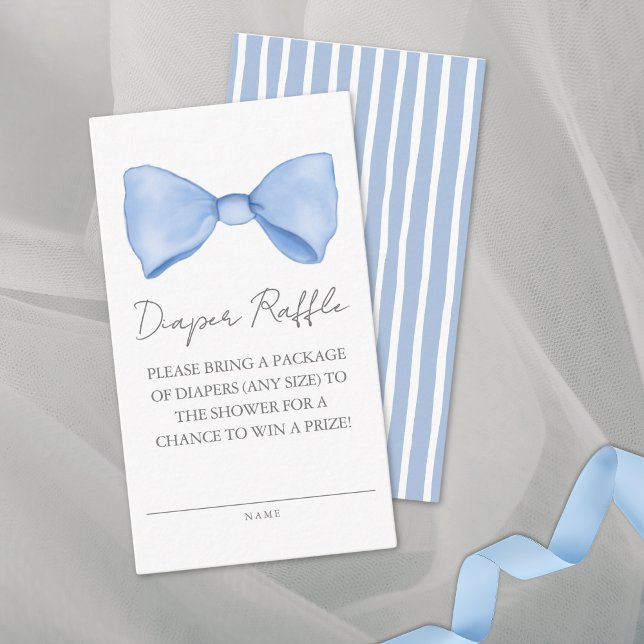 Elegant Söt Blå Ros Baby Shower Blöja Lotteri Tilläggskort (Elegant Cute Blue Bow Baby Shower Diaper Raffle Enclosure Card )