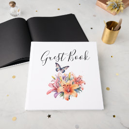 Elegant Söt Blommig & Fjärilsdesign Bordnummer Gästböcker