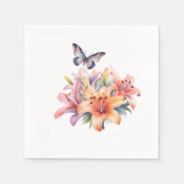 Elegant Söt Blommig & Fjärilsdesign Pappersservett