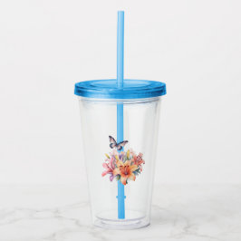 Elegant Söt Blommig & Fjärilsdesign Take Away Mugg