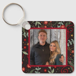 Elegant Söt Blommigt Photo Namn Inspirivitet Nyckelring