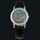 Elegant Söt Blue Metallized Flowers Art Armbandsur<br><div class="desc">Elegant och snyggt metalliserade konst med blåa blommor. Fläckigt glasutseende.</div>