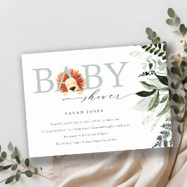 Elegant Söt Boho Lejon Växtlighet Baby Shower Inbj Tack Kort