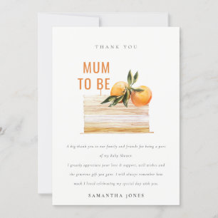 Elegant Söt Boho Orange Frukt Tårta Bebis Shower Tack Kort
