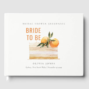 Elegant Söt Boho Orange Frukt Tårta Bröllopsdusch Gästböcker