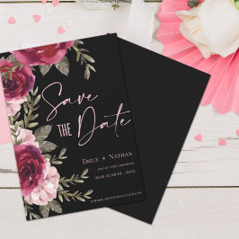 Elegant Söt Burgundy Peach Blommigt Bröllop Spara Datumet