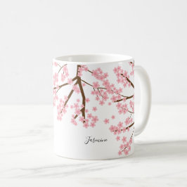 Elegant söt cherry blommars sakura calligraphy kaffemugg