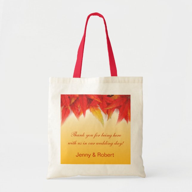 Elegant, söt faller bröllopsförmån tack vare dig tygkasse (Framsidan)