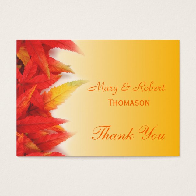 Elegant, söt faller bröllopsförmån tack visitkort (Framsidan)