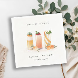 Elegant Söt Frukt Cocktail Orange Par Bröllopsdusc Pappersservett