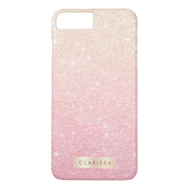 Elegant söt girly ro guld glitter Case-Mate iPhone skal (Baksida)