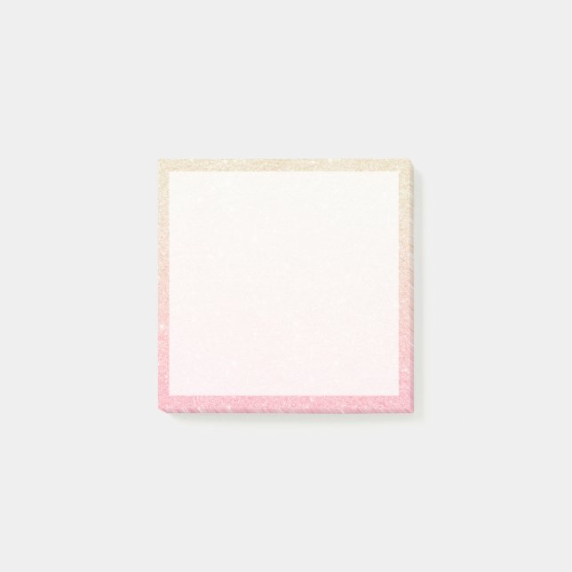 Elegant söt girogradient ro guld glitter post-it block (Framsida)