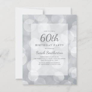 Elegant Söt Glittrig Silver Bokeh 60-årsfirande Inbjudningar