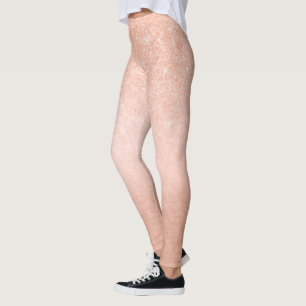 Elegant söt gradient av koppar ro guld glitter leggings