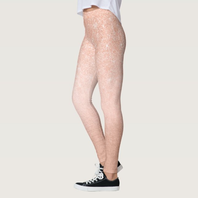 Elegant söt gradient av koppar ro guld glitter leggings (Vänster)
