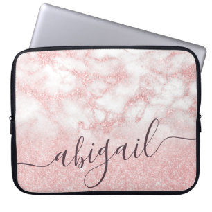 Elegant söt gradient ro guld glitter marble laptop fodral