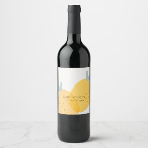 Elegant Söt Gul Citron Fruktig Citrus Ljus Vinflaska Etikett