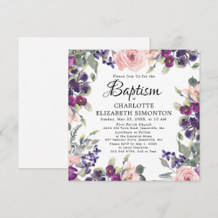 Elegant Söt Lila Rosa Blommigt Fyrkantism    Fyrka Inbjudningar