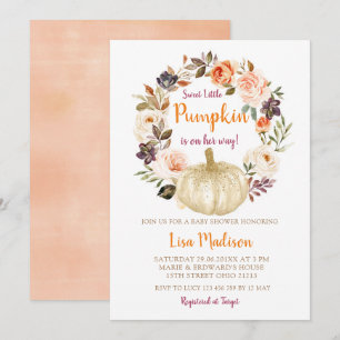 Elegant Söt lilla knumpkin Baby Shower Inbjudningar