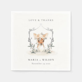 Elegant Söt Mörk Hjort Blommig Vapen Wedding Pappersservett