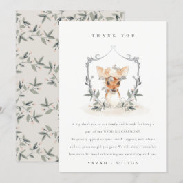 Elegant Söt Mörk Hjort Blommig Vapen Wedding Tack Kort