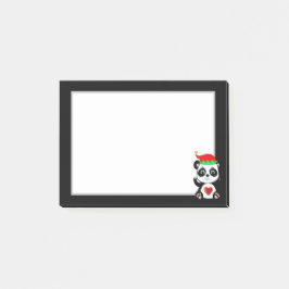 Elegant söt Panda Björn Cartoon på Svart & Vitt Post-it Block