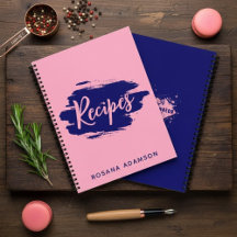 Elegant, söt receptdagbok (rosa & indigo blå)