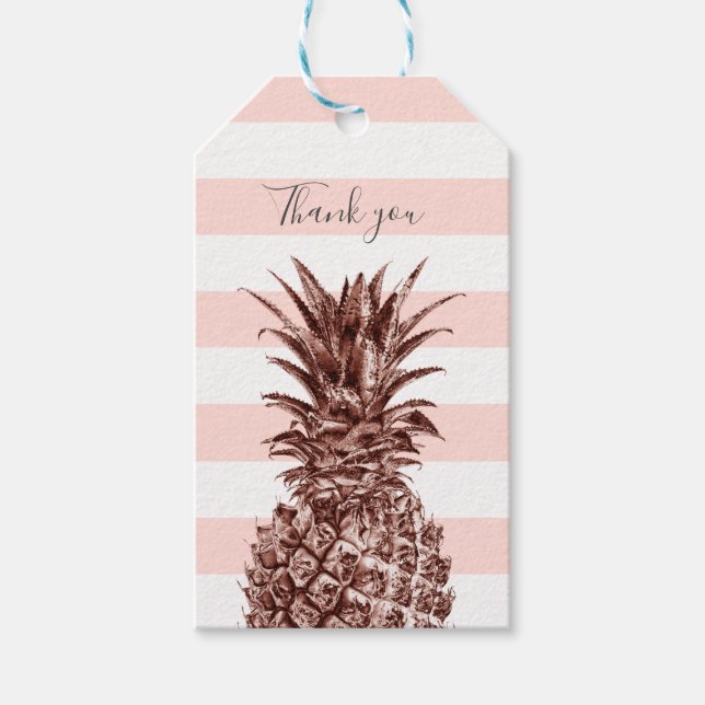 Elegant söt ro guld anas och rosa rand presentetikett (Framsidan)