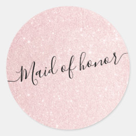 Elegant söt ro guld glitter maid of honor runt klistermärke