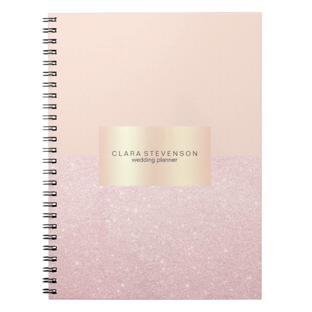 Elegant söt ro guld glitter och  rosa anteckningsbok (Framsidan)