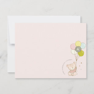 Elegant Söt Röda Kinder Ballong Monogram Anteckningskort