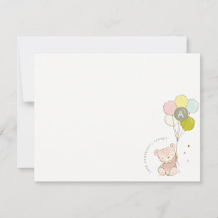 Elegant Söt Röda Kinder Ballong Monogram Anteckningskort