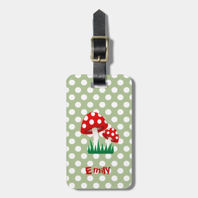 elegant söt roligt, giftig svamp polka dots bagagebricka (Vertikal Framsida)
