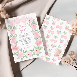 Elegant, söt rosa blommigt flicka dusch tack kort