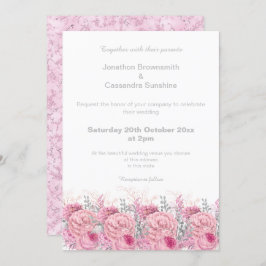 ELEGANT SÖT ROSA BLOMMIGT MARBLE GLITTER BRÖLLOP INBJUDNINGAR