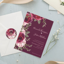 Elegant Söt Rosa Burgundy Blommigt Bröllop