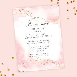Elegant Söt Rosa Guld Quinceañera Birthday Inbjudningar
