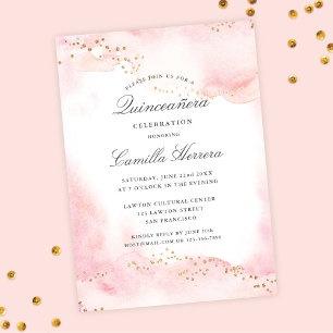 Elegant Söt Rosa Guld Quinceañera Birthday Inbjudningar