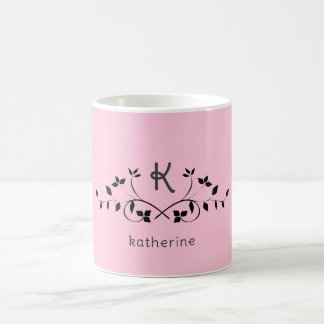 Elegant Söt rosa monogram mugg
