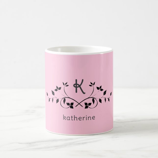 Elegant Söt  rosa monogram mugg (Center)