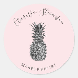 Elegant söt silver Ananas rosa makeup Runt Klistermärke