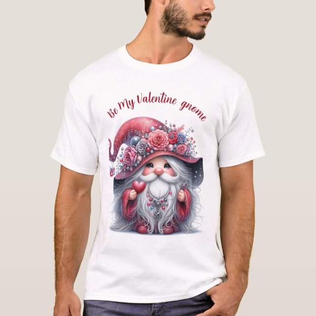 Elegant söt silver-röd valentingnom t shirt (Framsida)