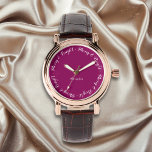 Elegant Söt Snyggt Chic God jul Armbandsur<br><div class="desc">En elegant- och festive-armur,  med orden "Merry & Bright" upprepat runt kant i elegant-manustypografi. Texten är vit,  på en rik svartvinns magenta ansikte. Anpassa den här snyggten med ditt namn eller annan text för en enskild avslutande tryckning.</div>